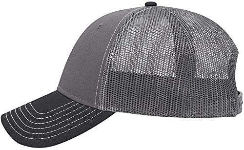 Ashen Fane 6 Panel Low Profile Contrast Vertical Mesh Back Snapback Hat - color: Blk/Ch.gry/Ch.gry