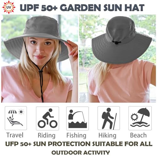 Solaris Wide Brim Sun Hat with Neck Flap - color: Grey, size: One Size