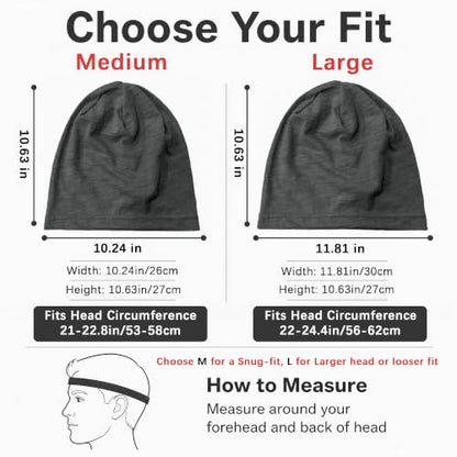 vidsel 100% Cotton Slouchy Beanie, Lightweight Summer Hats for Women Men - color: 2pcs Black + Dark Grey, size: Medium