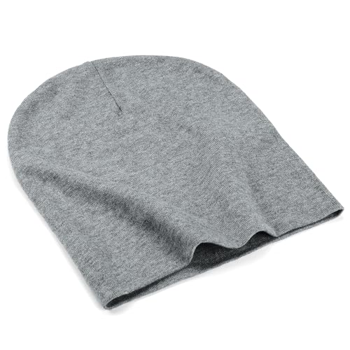ROYBENS Thin 100% Cotton Beanie for Men Women Lightweight Slouchy Chemo Hat - color: 1pcs- Light Gray