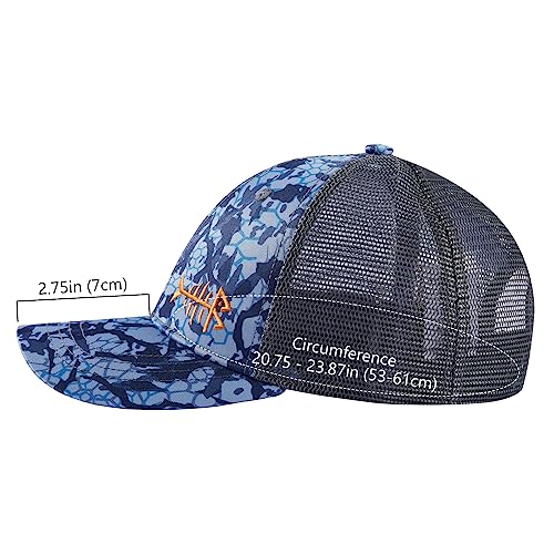 BASSDASH Altimate Fishing Hat Mesh Back for Men Women Adjustable Baseball Trucker Cap - color: Blue Scales