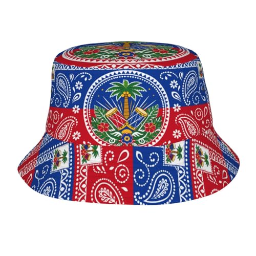 Bucket Hat for Men Women Packable Sun Hats Fisherman Outdoor Summer Travel Hiking Beach Caps - color: Haiti Paisley