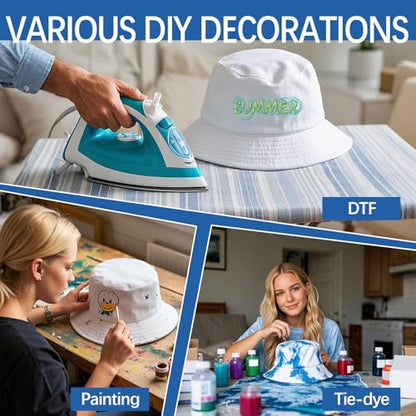 Bucket Hats Bulk Solid Color DIY Blank Hat Bucket Hats for Men, Women and Adults - color: 3pcs White Bucket Hat