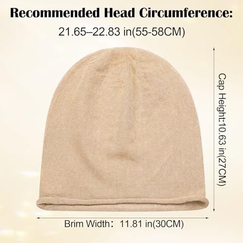 Cuffbow 100% Linen Beanie Summer Cooling Beanie for Men Women Slouchy Lightweight Hat Baggy Breathable Slouch Cap - color: Khaki