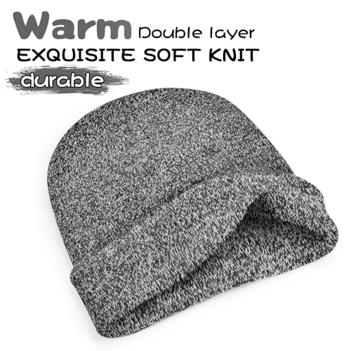 ZOORON Beanie for Men Women Warm Winter Hat Unisex Soft Knit Cuffed Beanie - color: 1pack-black&white