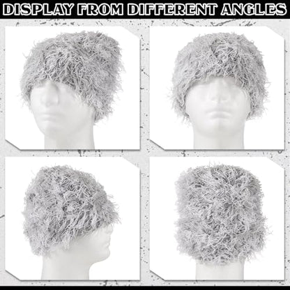 Chuarry Distressed Knitted Beanie Fuzzy Winter Hat - color: Assorted Gray White