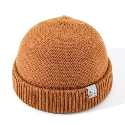Soft Beanie Hat for Women Men Winter Knit Hat Roll-up Cuffed Harbour Hat Skull Cap Warm Swag Fisherman Ski Caps - color: Mg-zzm2590-orange