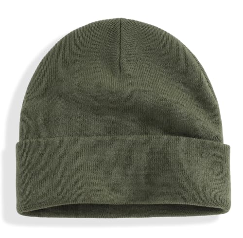 Connectyle Men's Cuffed Beanie Hat Double Layer Knit Winter Watch Cap - color: Army Green