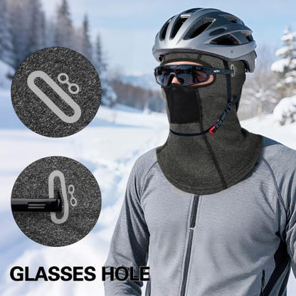 Balaclava Ski Mask for Men Women Velvet-Lined Full Head Cover Neck Gaiter - color: Ylr1-black+navy