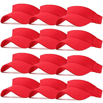 Ultrafun 12 Pack Sun Visor Hats Women Men Outdoor Sports Beach - color: 12pack-red