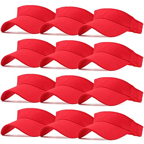 Ultrafun 12 Pack Sun Visor Hats Women Men Outdoor Sports Beach - color: 12pack-red