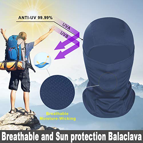 Achiou Ski Mask for Men and Women, Lightweight UV Balaclava Face Cover - color: Navy