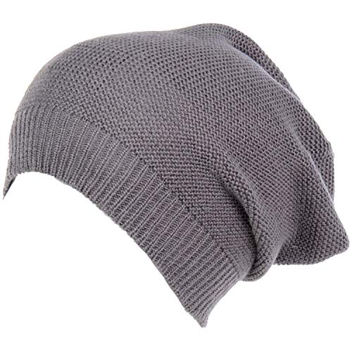 an Unisex Striped Knit Slouchy Beanie Hat Lightweight Soft Fashion Cap - color: 5104-charcoal