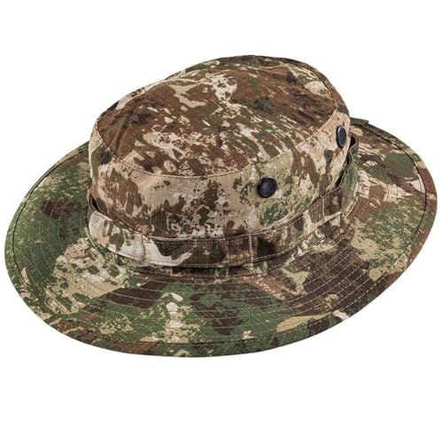 Mil-Tec Unisex Cotton Ripstop Boonie Hat - Durable Lightweight Tactical Outdoor Vented Wide Brim Hat w/Adjustable Chin Strap - color: Phantomleaf Wasp I Z2, size: Medium