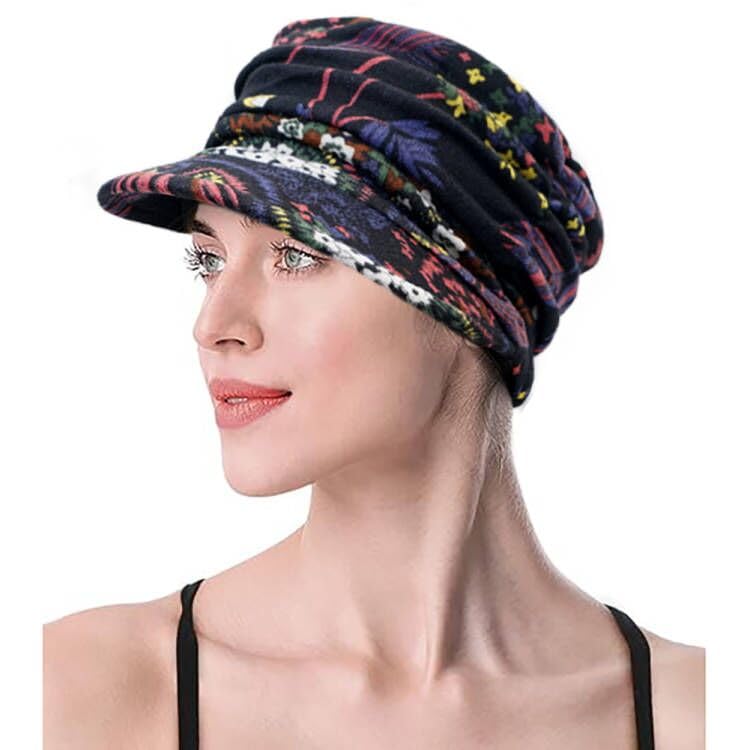 XYIYI Women Cancer Headwear Soft Chemo Beanie Baseball Cap - color: Black Flower