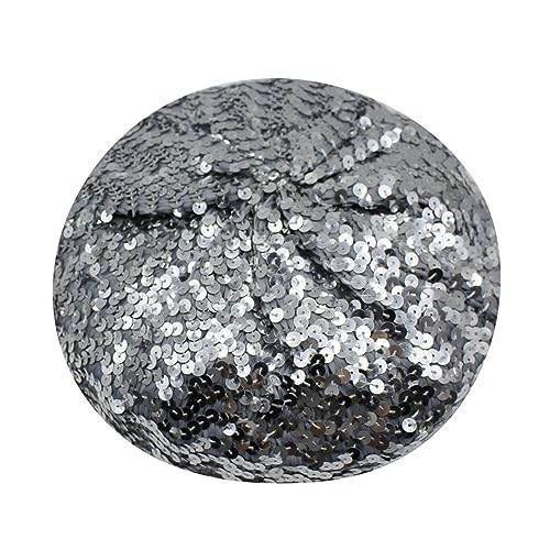 JUMISEE Sparkly Sequin Berets for Women Girls Fashion Beanie Hat Costume Accessories for Festival Party Dance - color: Silver