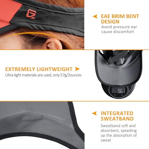 GADIEMKENSD Foldable Sun Visor Hat UPF 50+ Lightweight Adjustable - color: Orange Black