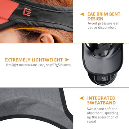 GADIEMKENSD Foldable Sun Visor Hat UPF 50+ Lightweight Adjustable - color: Orange Black