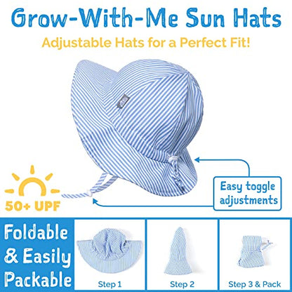 JAN & JUL Adjustable Cotton Floppy Sun Hat with 50+ UPF Protection for Boys - color: Blue Whale, size: 5-12 Years