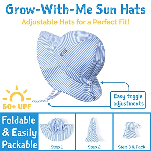 JAN & JUL Adjustable Cotton Floppy Sun Hat with 50+ UPF Protection for Boys - color: Blue Whale, size: 6-24 Months