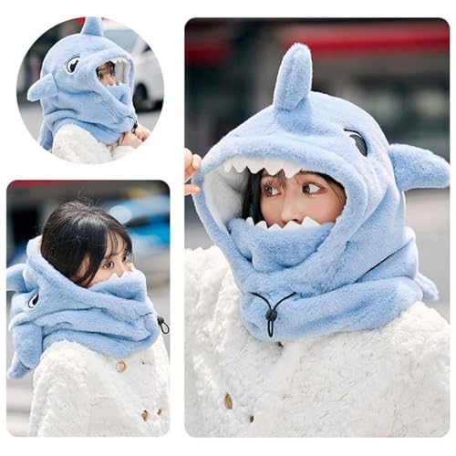 Ski Helmet Cover,Cute Shark Hood Ski Mask,for Women Men Riding Skiing Climbing - color: White