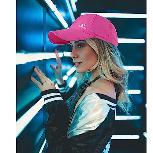Running Hat Mesh Quick Dry Hat Baseball Cap for Women Men - color: Lakeblue+rosered 2