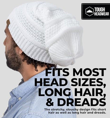 Tough Headwear Slouchy Oversized Beanie Hat - Warm Winter Hats for Women - Stretch Fit Mens Beanie - color: White