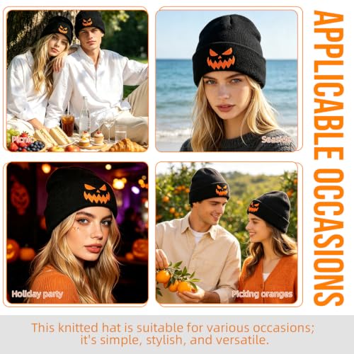American Flag Beanie, USA Embroidered Winter Hat for Women Men - color: Halloween-3