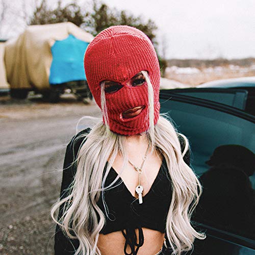 Super Z Outlet Knit Sew Acrylic Outdoor Full Face Cover Thermal Ski Mask One Size Fits Most - color: Red