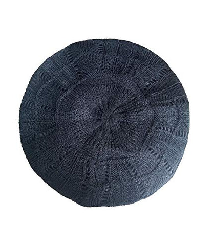 Women's Satin Lined Knitted Beret Ladies Winter Autumn Warm and Soft Beanie Hat Solid Color
