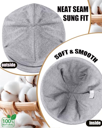 100% T-Shirt Cotton Slouchy Beanie Women Men,Lightweight Chemo Hat - color: Light Grey(2-layer)