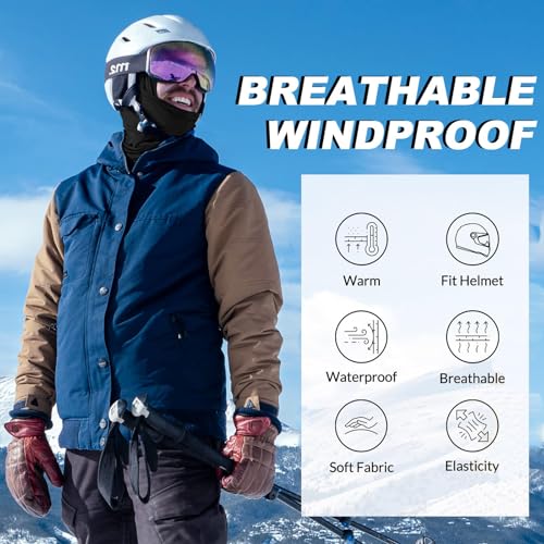Balaclava Ski Mask Winter Water Resistant Face Mask for Men Women Cold Weather Gear Skiing Snowboarding Neck Gaiter