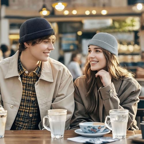 Croogo Beanie Docker Cap Rolled Cuff Brimless Hat Worker Sailor Skullcap - color: Ct49-gray
