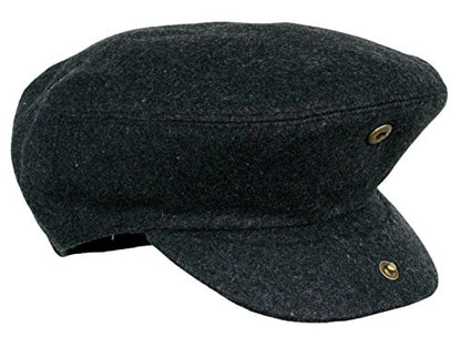 EPOCH Men's Herringbone Wool Tweed Newsboy Ivy Cabbie Driving Cap - color: 1581-charcoal, size: X-Large