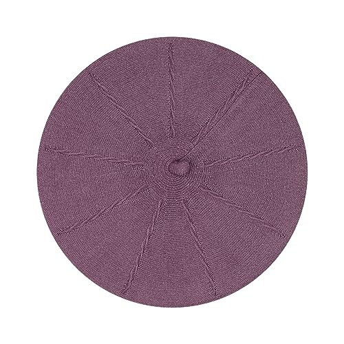 Gllutt Beret Hat French Style Stretchy Knitting Solid Color Both Side Usable - color: Purple
