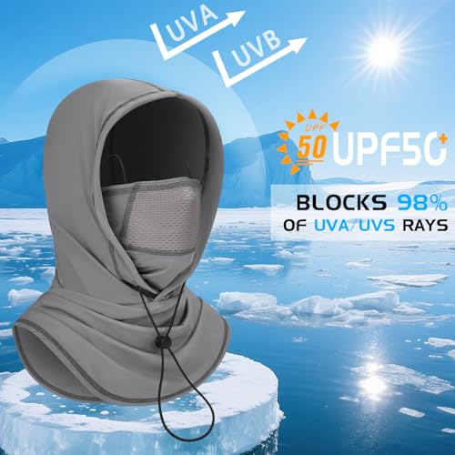 GXCROR Cooling Breathable Balaclava Face Mask Sun UV Protection Hood Shiesty Mask for Cycling Fishing Running - color: Gray
