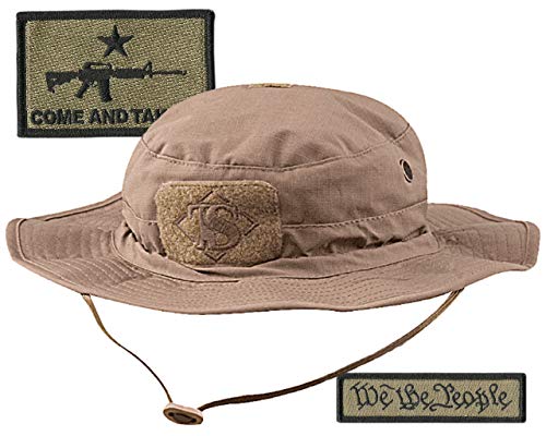 Gadsden and Culpeper Tactical Patches & Boonie Hat Bundle - Coyote - color: Coyote - Ar-15