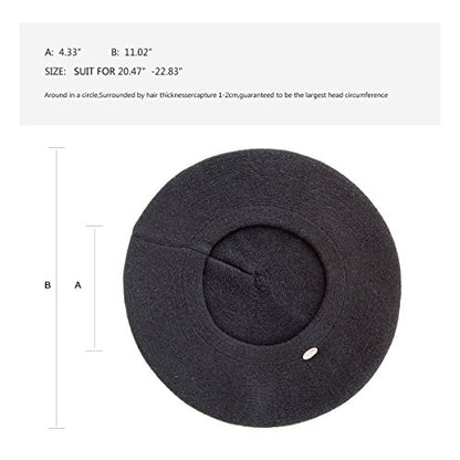 Womens Winter Beret Hat Knitted Beanie Cap Autumn Winter Hat French Classic Beret - color: Black