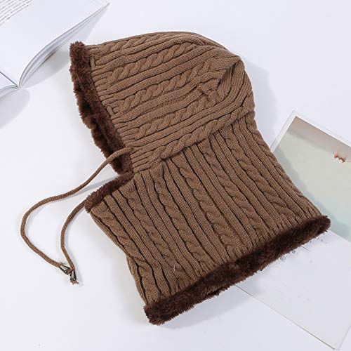 HUAMULAN Women Winter Knit Balaclava Fleece Lined Hooded Beanie Hats - color: B1-8874-kaqi, size: Medium