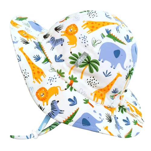 JAN & JUL 50+ UPF Cotton Sun Hat with Wide Brim for Toddler Girls - color: Safari, size: 2-5T