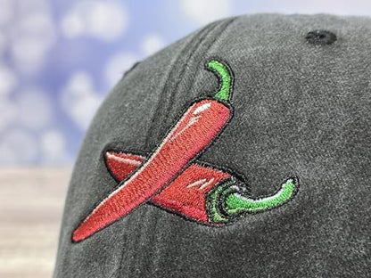 Adjustable Embroidery Hat for Men Women, Gift Baseball Cap for Adult - color: Red Chili Peppers (Washed Black)