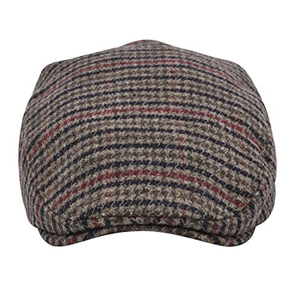STARANCE Men Wool Blend Newsboy Cap Flat Hat - color: Houndstooth Coffee, size: 7 1/4