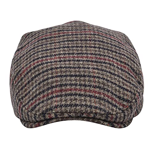 STARANCE Men Wool Blend Newsboy Cap Flat Hat - color: Houndstooth Coffee, size: 7 3/4