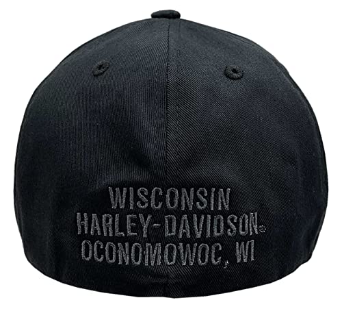 Harley-Davidson Men's Dark Custom Curved Bill Stretch Fit Baseball Cap - Black - size: Large