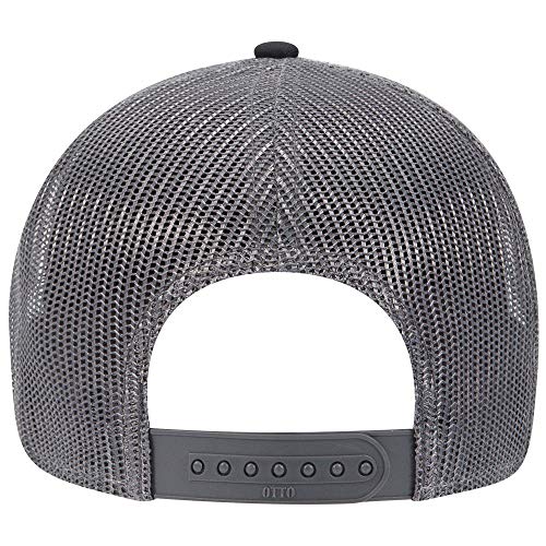 OTTO 6 Panel Low Profile Contrast Vertical Mesh Back Cap - color: Blk/Ch.gry/Ch.gry