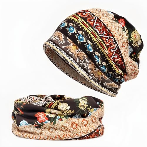 Women's Slouchy Beanie Hat Chemo Caps Cancer Headwear Hats Turban Baggy Sleeping Cap Boho Hats - color: 2pcs Coffee Blue
