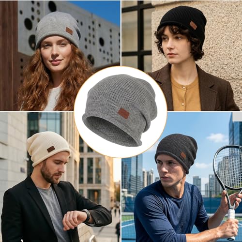 HandZest Unisex Loose Knit Beanie, Lightweight Breathable Spring Fall, Soft Stretchy Daily Outdoor, One Size Fits Most - color: Grey