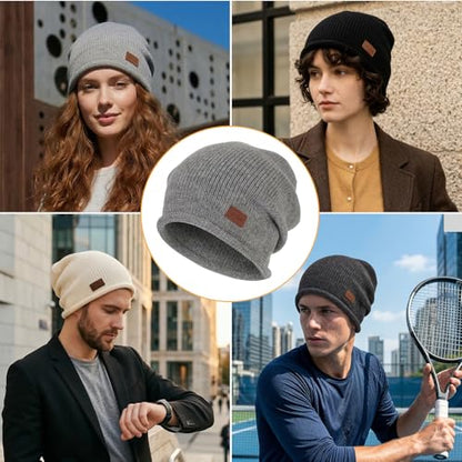 HandZest Unisex Loose Knit Beanie, Lightweight Breathable Spring Fall, Soft Stretchy Daily Outdoor, One Size Fits Most - color: White