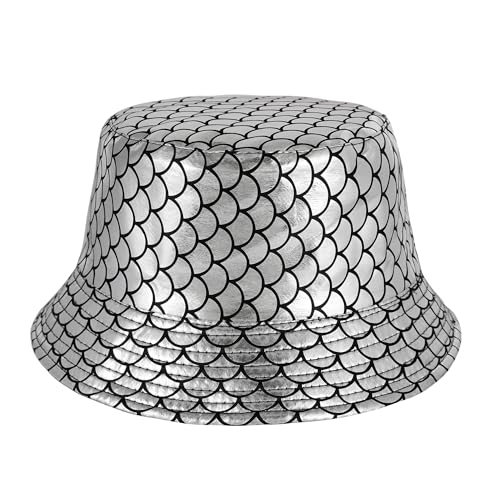 Rave Bucket Hat for Men Women Waterproof Rain Hat Wide Brim Bucket Hat Metallic Party Hats - color: B4