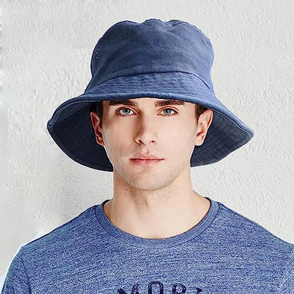 Premium Cotton Bucket Hats,Packable Hats for Men Women,Summer Bucket Hat,Fishing Sun Hats - color: Navy